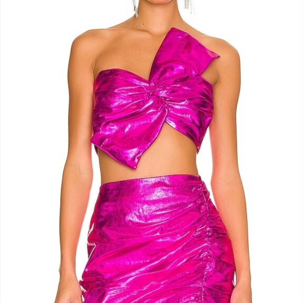 Lamarque Fuchsia Metallic Strapless Top size S